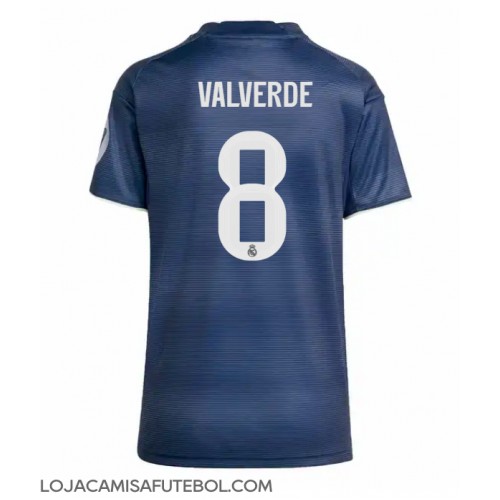 Camisa de Futebol Real Madrid Federico Valverde #8 Equipamento Secundário Mulheres 2025-26 Manga Curta